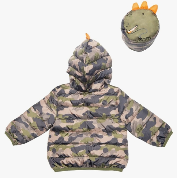 Robeez Camo Unisex Packable Insulated Hooded Character Jacket with - Picture 2 of 2